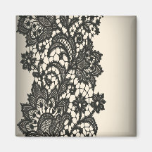 Vintage black Lace  beige Paris Fashion Fridge Magnets