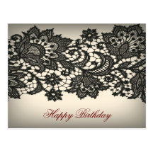 Vintage black Lace  beige Paris Fashion Post Cards