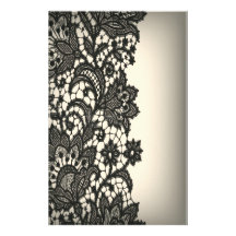 Vintage black Lace  beige Paris fashion stationery