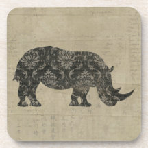 Vintage Black Rhinoceroses Coaster