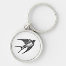 Vintage Black Swallow Design Keychains