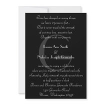 Vintage Black & White Monogram Invitation Verticle