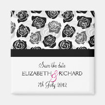 Vintage black white roses 'Save the date' Magnet