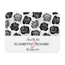 Vintage black white roses 'Save the date' Magnet