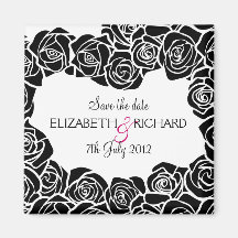 Vintage black white roses 'Save the date' Magnet