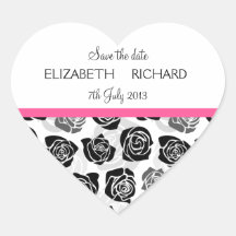 Vintage black white roses 'Save the Date' Sticker
