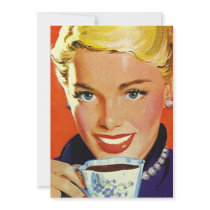 Vintage Blank Coffe Tea Party Retro Gal Invitation