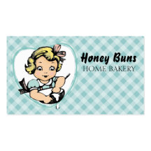 Vintage blonde girl baking cooking business card