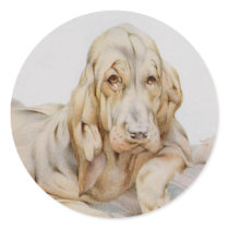 Vintage Bloodhounds by E J Detmold Round Sticker