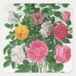 Vintage Blooming Flowers, Spring Garden Roses Square Stickers