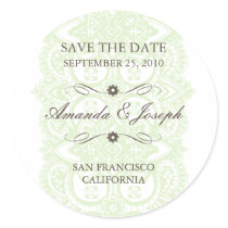 Vintage Blossom Lace Save The Date Stickers