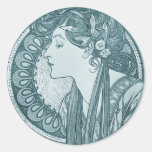 Vintage Blue Art Nouveau Stickers