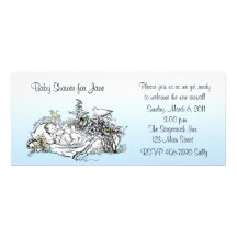 Vintage Blue Baby Shower Personalized Invitations