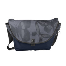 Vintage Blue Butterflies Messenger Bags