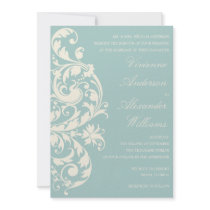 VINTAGE BLUE & CREAM FLOURISH | WEDDING INVITATION