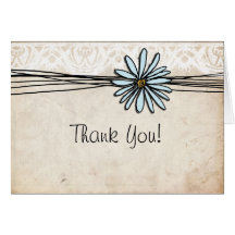 Vintage Blue Daisy Thank You Cards