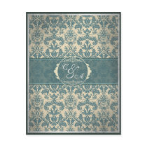 Vintage Blue Damask reception card Personalized Invitations