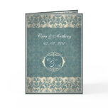Vintage Blue Damask wedding thank you card