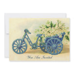 Vintage Blue Floral Tricycle Invitation