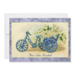 Vintage Blue Floral Tricycle Invitation
