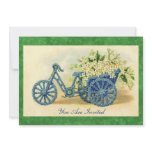 Vintage Blue Floral Tricycle Invitation