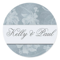 Vintage blue floral wedding stickers