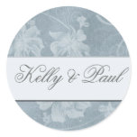 Vintage blue floral wedding stickers