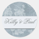 Vintage blue floral wedding stickers