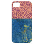 Vintage blue floral with retro leopard print skin