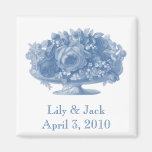 Vintage Blue Flower Arrangement Refrigerator Magnets
