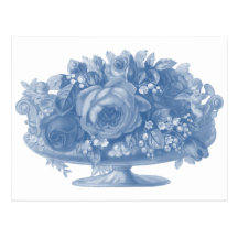 Vintage Blue Flower Arrangement Post Card