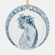 Vintage Blue Goddess Christmas Tree Ornaments