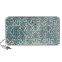 Vintage Blue Grunge Rustic Damask Doodle Speaker