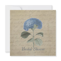 Vintage Blue Hydrangea Bridal Shower Custom Invite