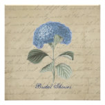 Vintage Blue Hydrangea Bridal Shower Invitation