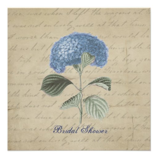 Vintage Blue Hydrangea Bridal Shower Invitation