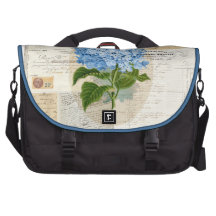 Vintage Blue Hydrangea French Laptop Bag