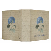 Vintage Blue Hydrangea with Antique Calligraphy Vinyl Binder