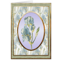 Vintage blue iris greeting card