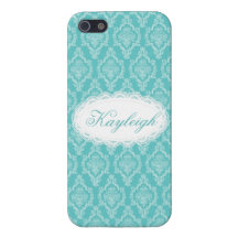 Vintage Blue Lace Damask Personalized Covers For iPhone 5