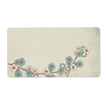 Vintage blue sakura flowers Avery Label labels