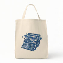 Vintage Blue Typewriter Tote Bag