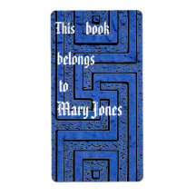 Vintage  Blue Water Pattern Bookplate Custom Shipping Label