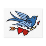 Vintage Bluebird and 2 Hearts postcards