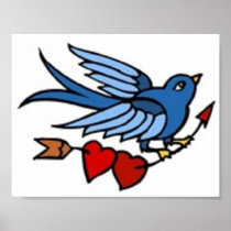 Vintage Bluebird and 2 Hearts