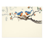 Vintage  Bluebirds Blooming Branch Wedding Announcement