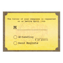 Vintage Boarding Pass Wedding RSVP Card