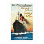Vintage boat travel to Ireland advert Postcard