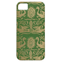 Vintage Boho Swan Pattern - Green & Gold iPhone 5 Cases
