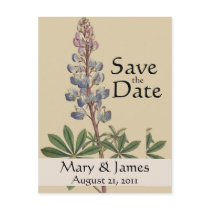 Vintage Botanicals Lupin Save the Date Postcard